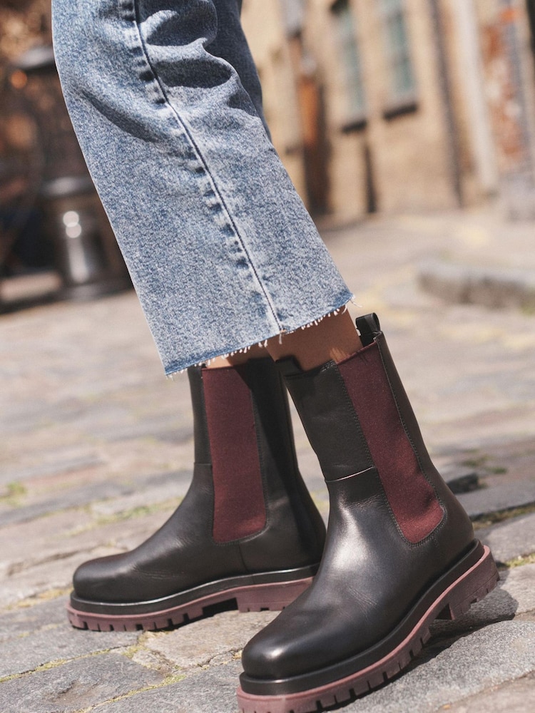 Black/Berry Red Forever Comfort® Signature Coloured Sole Chelsea Boots - Image 1 of 6