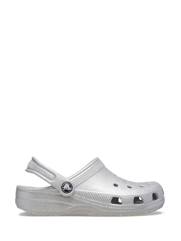 Crocs Grey Classic Toddler Glitter Clogs - Image 1 of 7