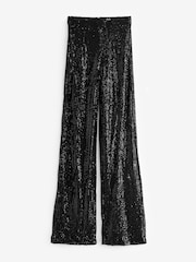 AX Paris Sequin Kick Flare High Waist Black Trousers - Image 5 of 5