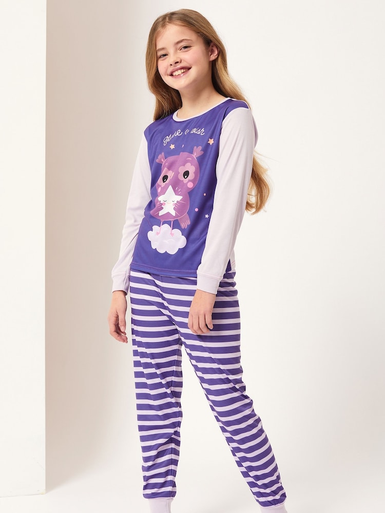 Harry Bear Purple Make A Wish Owl Animal Printed Pyjamas - Image 1 of 4