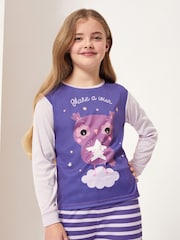 Harry Bear Purple Make A Wish Owl Animal Printed Pyjamas - Image 2 of 4