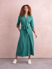 Celtic & Co. Green Tie Front Midi Dress - Image 1 of 6