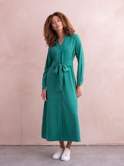 Celtic & Co. Green Tie Front Midi Dress - Image 2 of 6