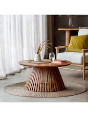 Gallery Home Natural Benton Slatted Round Coffee Table - Image 1 of 3
