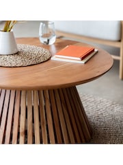 Gallery Home Natural Benton Slatted Round Coffee Table - Image 2 of 3