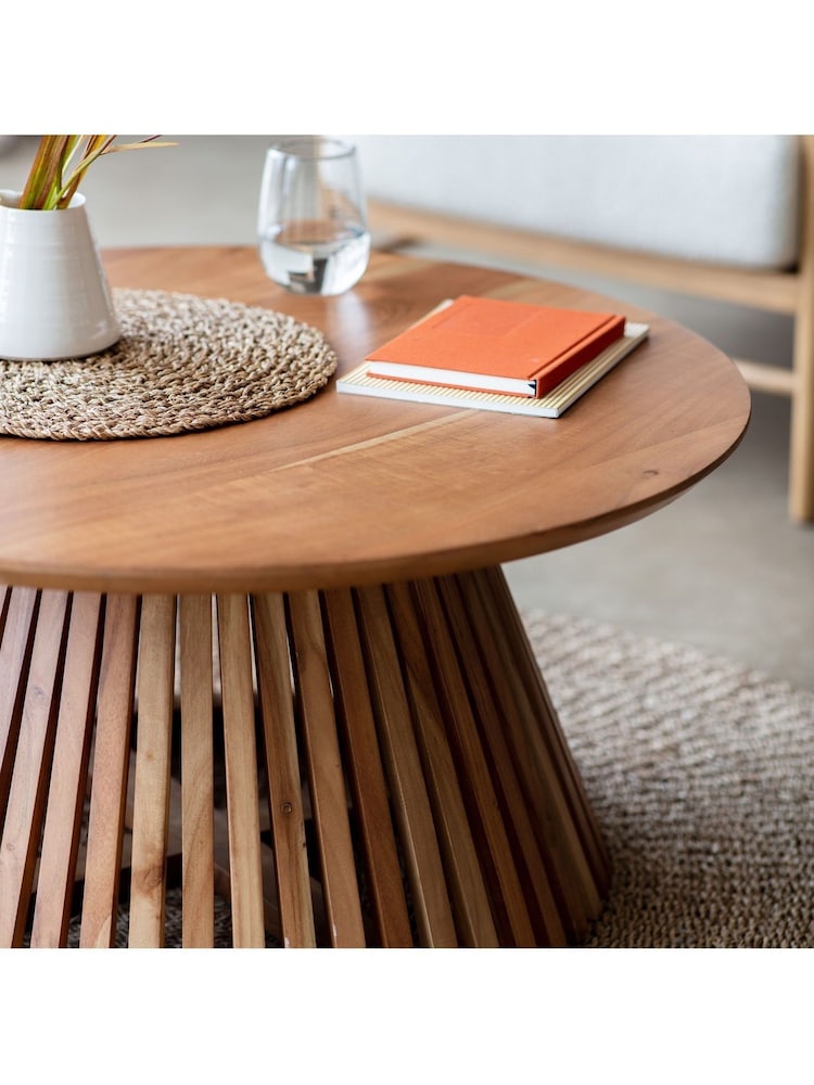 Gallery Home Natural Benton Slatted Round Coffee Table - Image 2 of 3