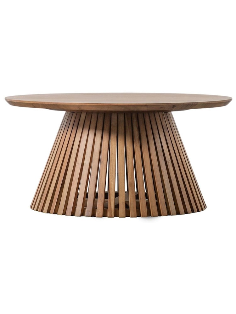 Gallery Home Natural Benton Slatted Round Coffee Table - Image 3 of 3