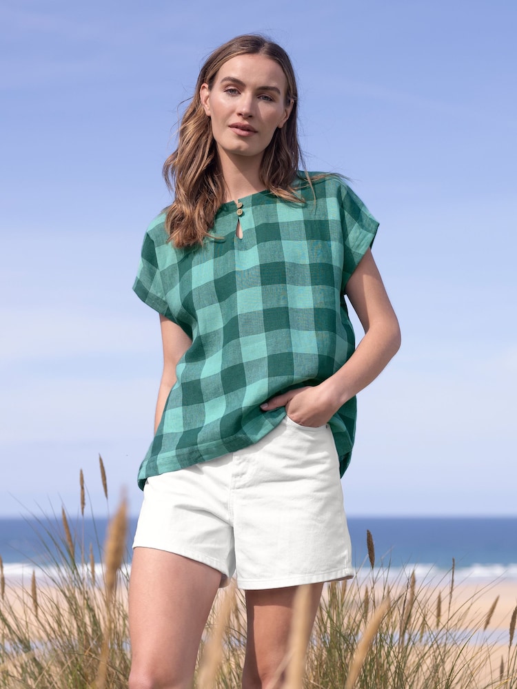 Celtic & Co. Green Button Detail Top - Image 1 of 2