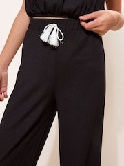 Lipsy Black Contrast Trim Jersey Holiday Trousers (5-14yrs) - Image 3 of 5