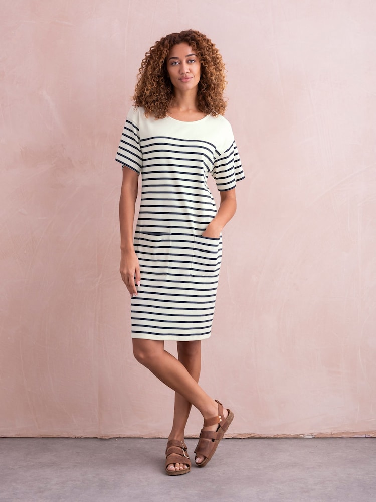 Celtic & Co. Organic Cotton Jersey Knee Length White Dress - Image 1 of 6