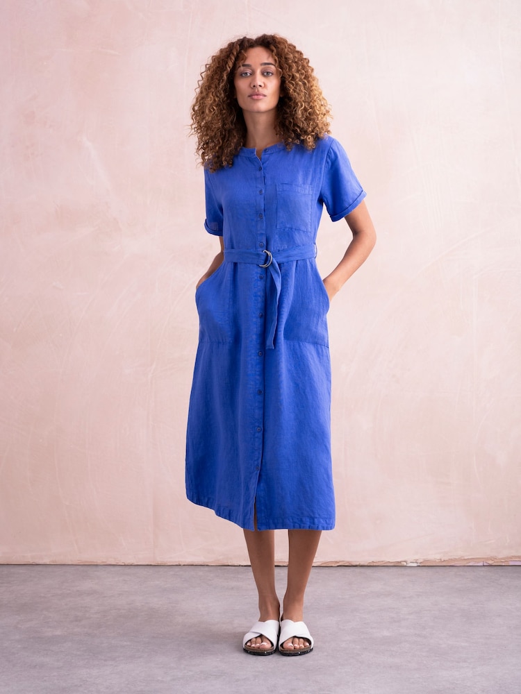 Celtic & Co. Blue Linen Button Through Dress - Image 1 of 7