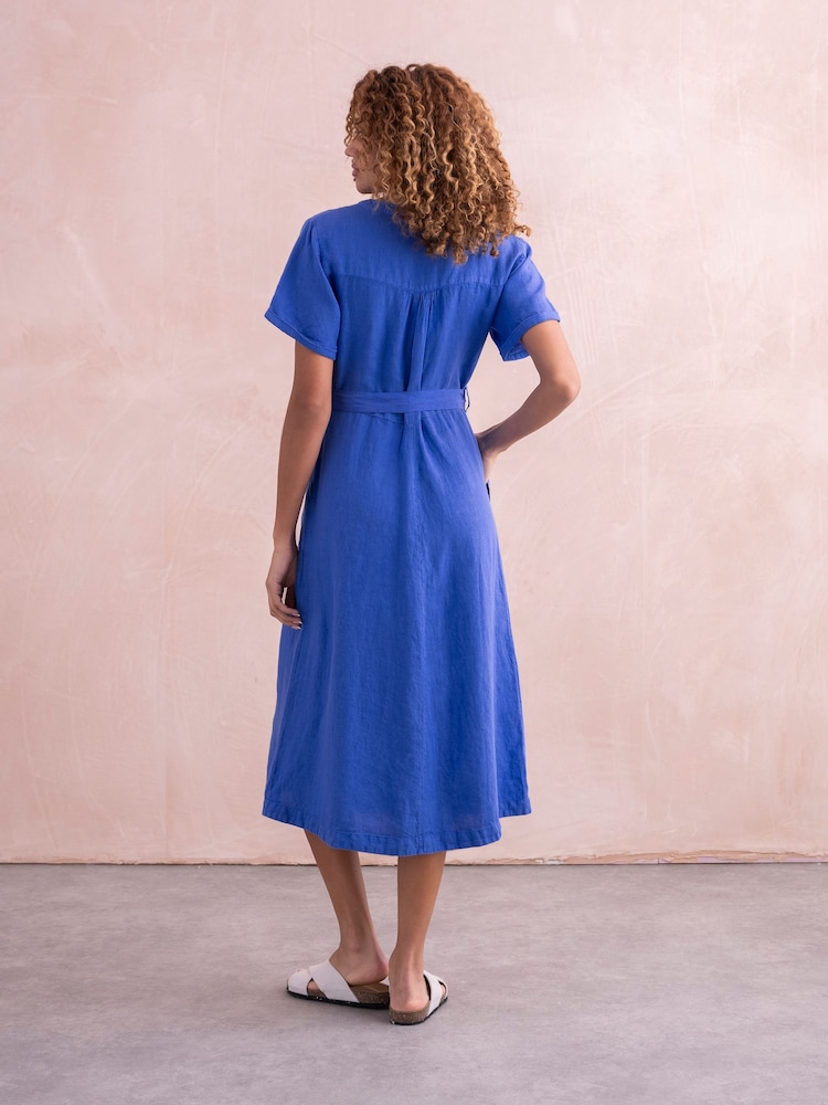 Celtic & Co. Blue Linen Button Through Dress - Image 2 of 7