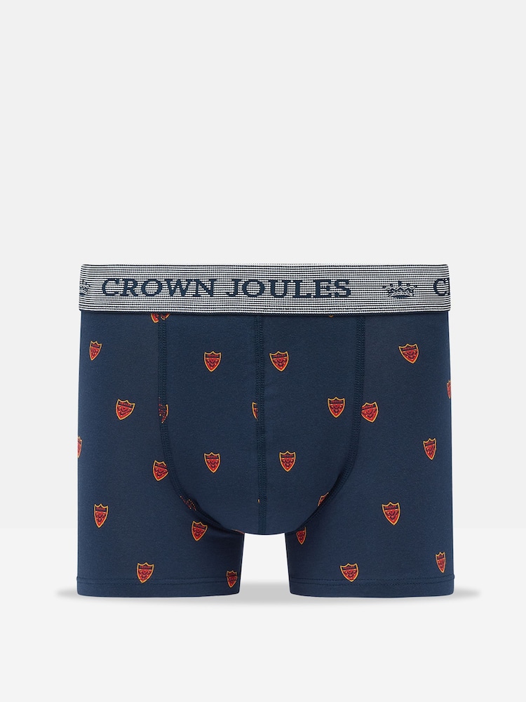 Joules Crown Joules Navy & Red Crest Pack of Two Cotton Boxers - Image 2 of 4