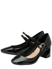 Ravel Black Mary Jane Twin Buckle Block Heel Shoes - Image 2 of 4