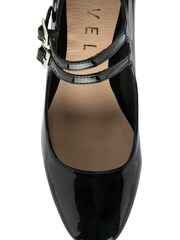 Ravel Black Mary Jane Twin Buckle Block Heel Shoes - Image 4 of 4