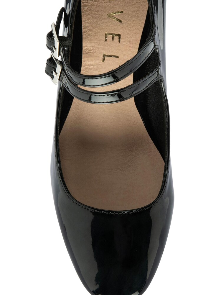 Ravel Black Mary Jane Twin Buckle Block Heel Shoes - Image 4 of 4