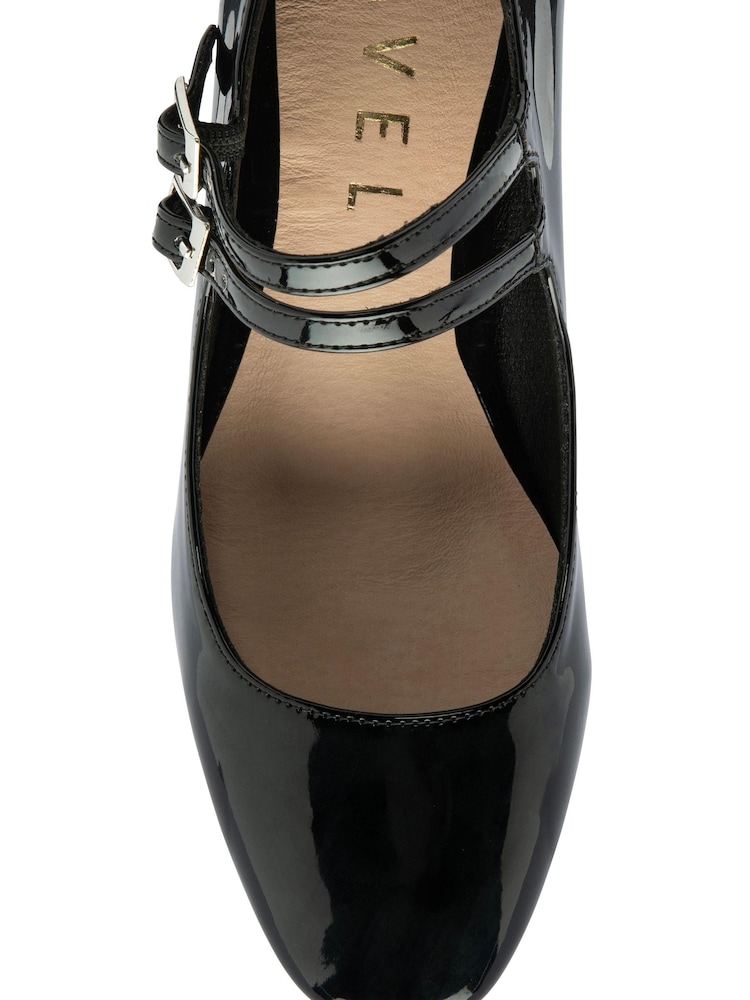Ravel Black Mary Jane Twin Buckle Block Heel Shoes - Image 4 of 4 Ravel Black Mary Jane Twin Buckle Block Heel Shoes - Image 4 of 4