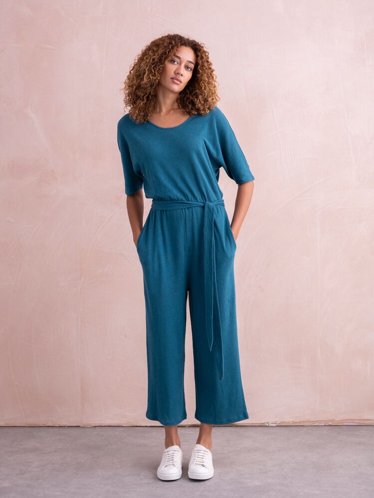 Celtic & Co. Blue Linen / Cotton Short Sleeve Jumpsuit - Image 2 of 6 Celtic & Co. Blue Linen / Cotton Short Sleeve Jumpsuit - Image 2 of 6