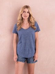 Celtic & Co. Blue Linen/Cotton Scoop Neck T-Shirt - Image 1 of 5