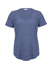 Celtic & Co. Blue Linen/Cotton Scoop Neck T-Shirt - Image 2 of 5