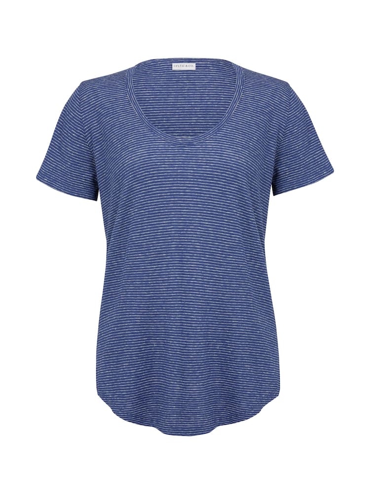 Celtic & Co. Blue Linen/Cotton Scoop Neck T-Shirt - Image 2 of 5