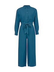 Celtic & Co. Blue Linen Long Sleeve Jumpsuit - Image 2 of 5