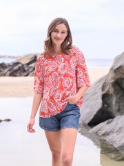 Celtic & Co. Red Woven Relaxed T-Shirt - Image 2 of 5
