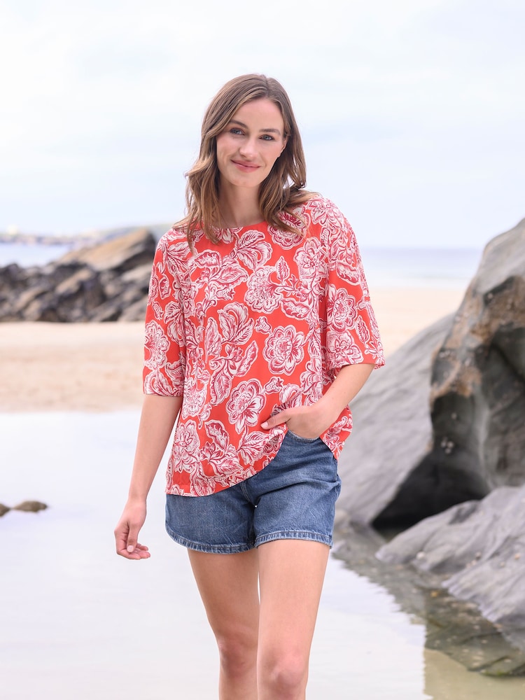 Celtic & Co. Red Woven Relaxed T-Shirt - Image 2 of 5