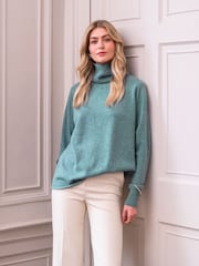 Celtic & Co. Green Geelong Slouch Roll Neck Jumper - Image 2 of 8