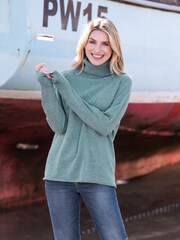 Celtic & Co. Green Geelong Slouch Roll Neck Jumper - Image 3 of 8