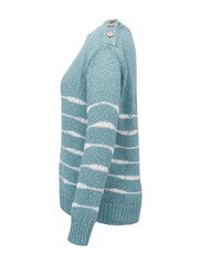 Celtic & Co. Green Drop Stitch Breton Cotton/Linen Blend Jumper - Image 4 of 6