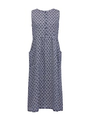 Celtic & Co. Blue Printed Linen Sleeveless Midi Dress - Image 2 of 7