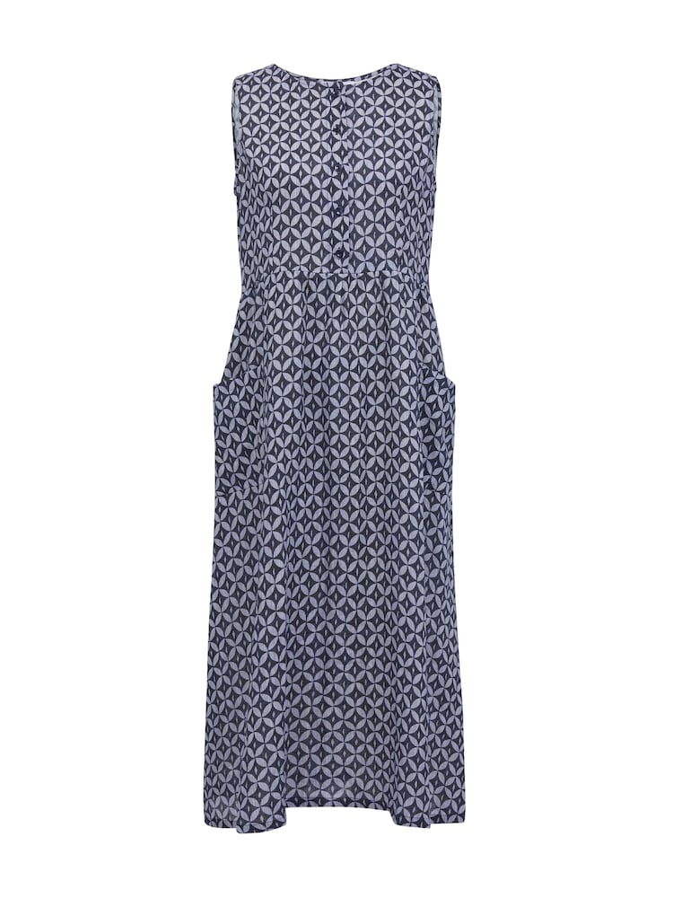 Celtic & Co. Blue Printed Linen Sleeveless Midi Dress - Image 2 of 7