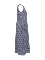 Celtic & Co. Blue Printed Linen Sleeveless Midi Dress - Image 4 of 7