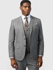 Antique Rogue Grey Slim Fit Texture Stretch Jacket - Image 1 of 5