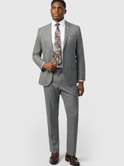 Antique Rogue Grey Slim Fit Texture Stretch Jacket - Image 4 of 5