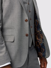 Antique Rogue Grey Slim Fit Texture Stretch Jacket - Image 5 of 5