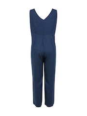 Celtic & Co. Blue Linen V Neck Sleeveless Jumpsuit - Image 4 of 8