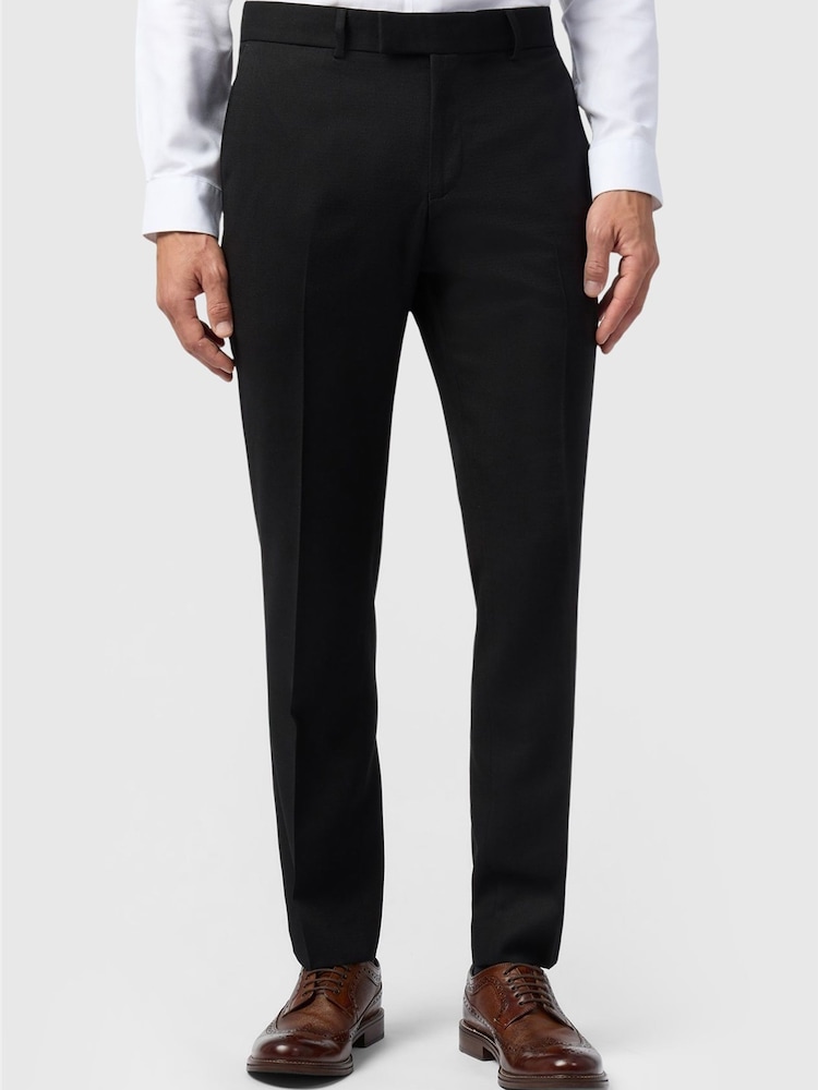 Antique Rogue Black Slim Fit Texture Stretch Trousers - Image 1 of 4