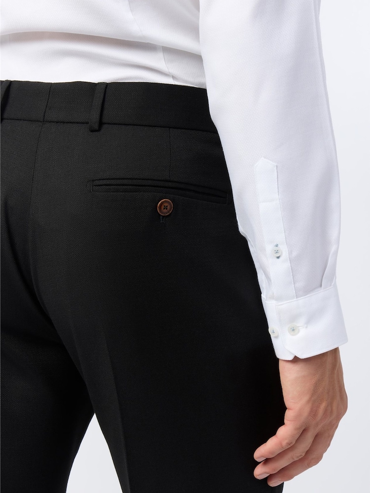 Antique Rogue Black Slim Fit Texture Stretch Trousers - Image 2 of 4