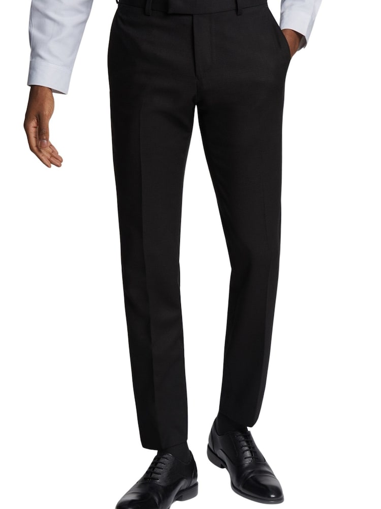 Antique Rogue Black Slim Fit Texture Stretch Trousers - Image 4 of 4
