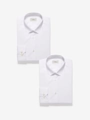 White Regular Fit Easy Care Single Cuff Shirts 2 Pack - Image 6 of 6