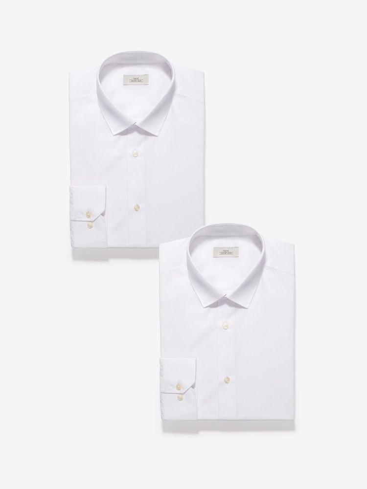 White Regular Fit Easy Care Single Cuff Shirts 2 Pack - Image 6 of 6