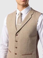 Antique Rogue Natural Slim Fit Herringbone Tweed Waistcoat - Image 2 of 2