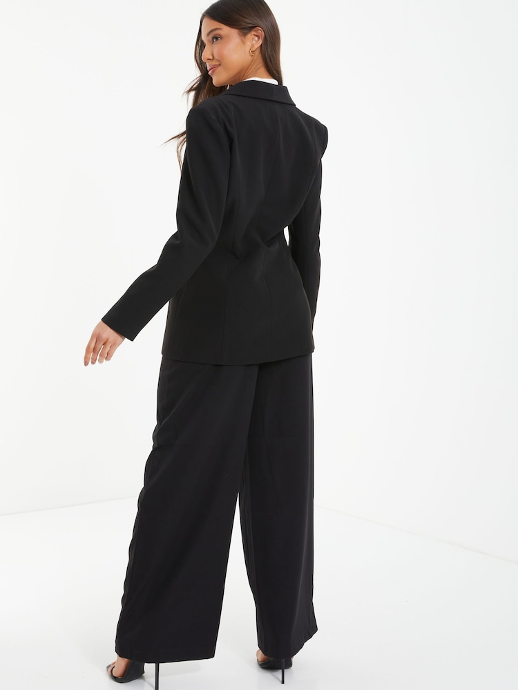 Quiz Black Woven Tailored Blazer - Image 2 of 4