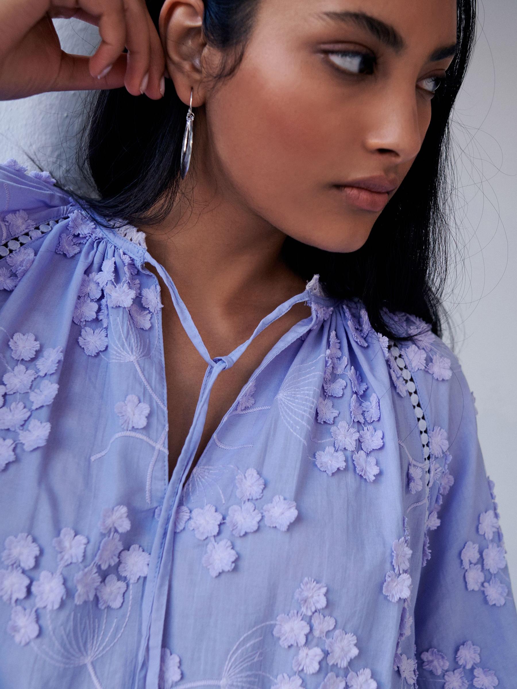 Buy Lilac Purple Tie Neck Floral Blouse from Next Luxembourg