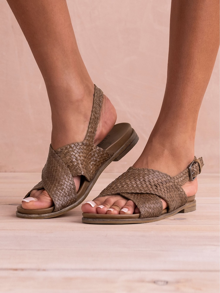 Celtic & Co. Leather Woven Cross-Over Sandals - Image 1 of 7