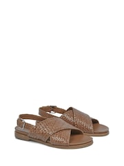 Celtic & Co. Leather Woven Cross-Over Sandals - Image 5 of 7