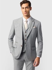 Antique Rogue Grey Slim Fit Baxter Pale Herringbone Jacket - Image 1 of 4