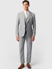 Antique Rogue Grey Slim Fit Baxter Pale Herringbone Jacket - Image 2 of 4